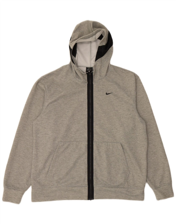 Мужской свитер с капюшоном на молнии Nike Dri Fit, большой серый полиэстер с крапинками
