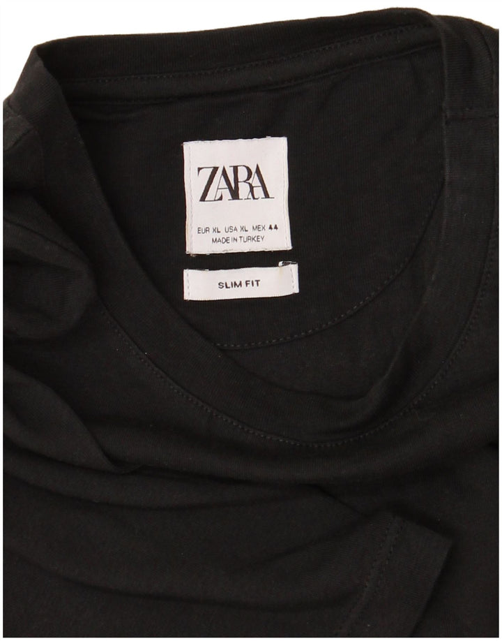 Мужская футболка приталенного кроя ZARA, черный, XL