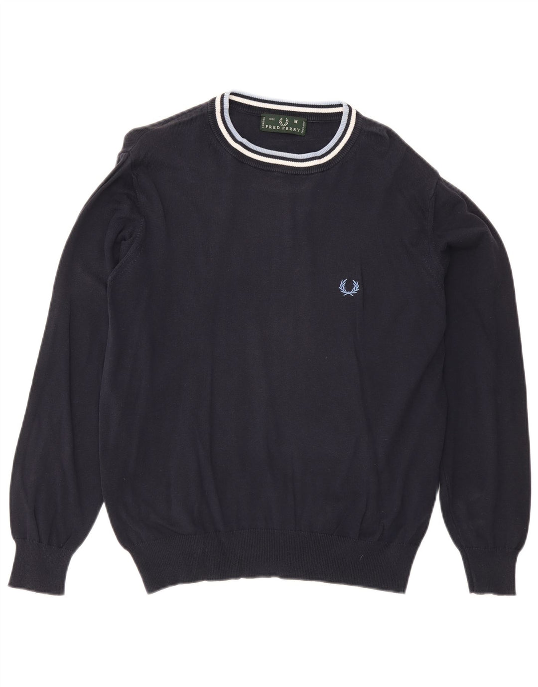 Мужской джемпер с круглым вырезом Fred Perry, средний хлопковый свитер в темно-синюю полоску