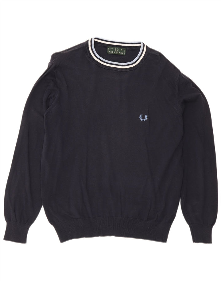 Мужской джемпер с круглым вырезом Fred Perry, средний хлопковый свитер в темно-синюю полоску