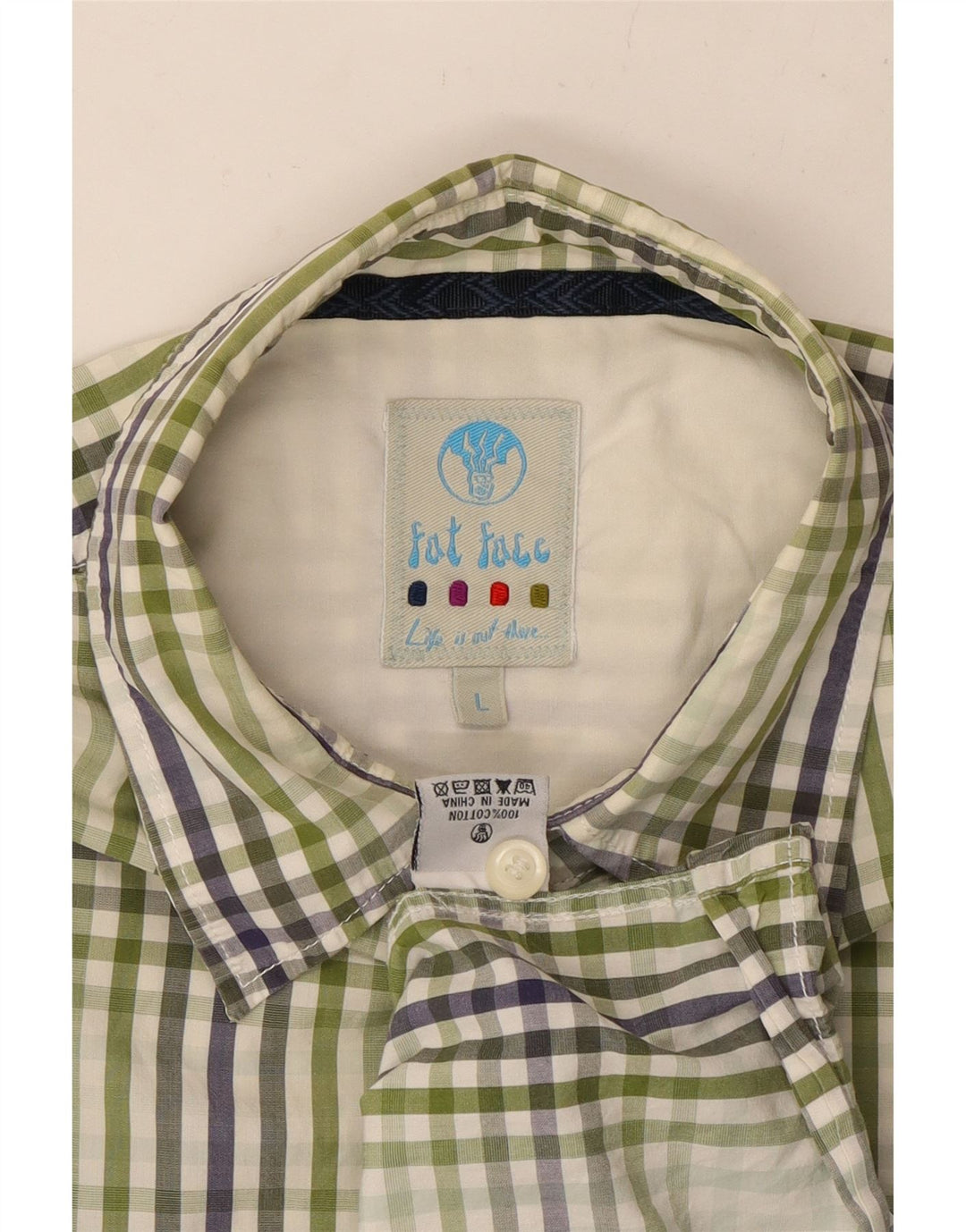 Мужская рубашка с коротким рукавом FAT FACE, большая зеленая клетка, хлопок