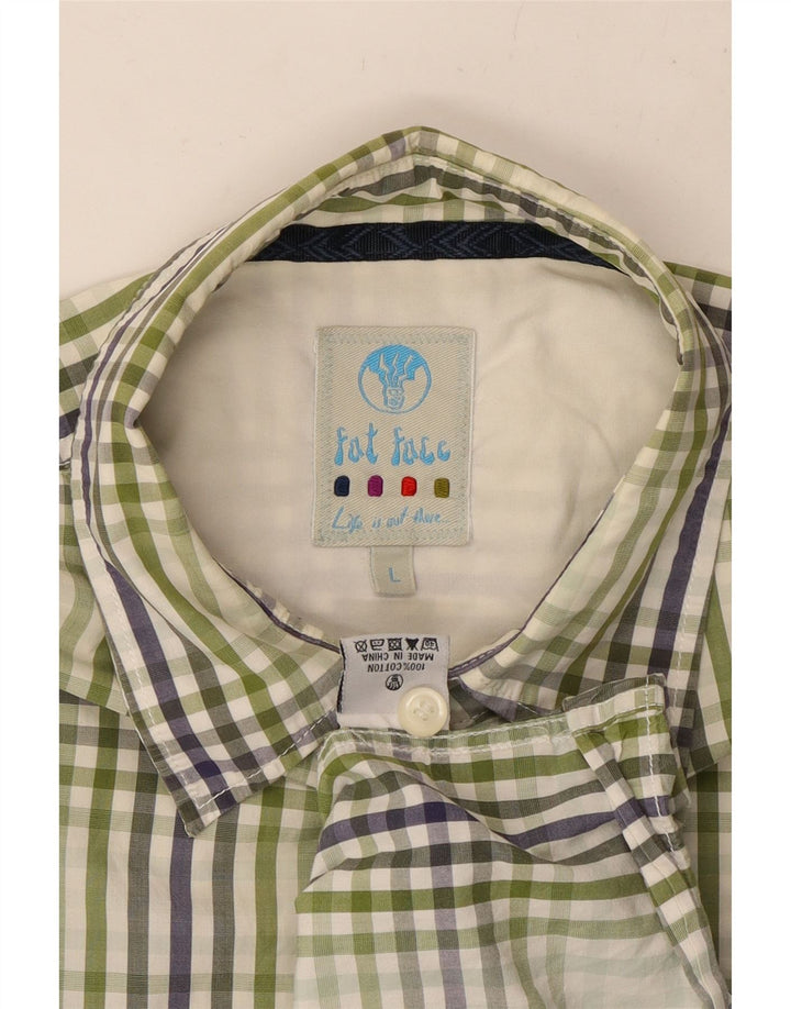 Мужская рубашка с коротким рукавом FAT FACE, большая зеленая клетка, хлопок