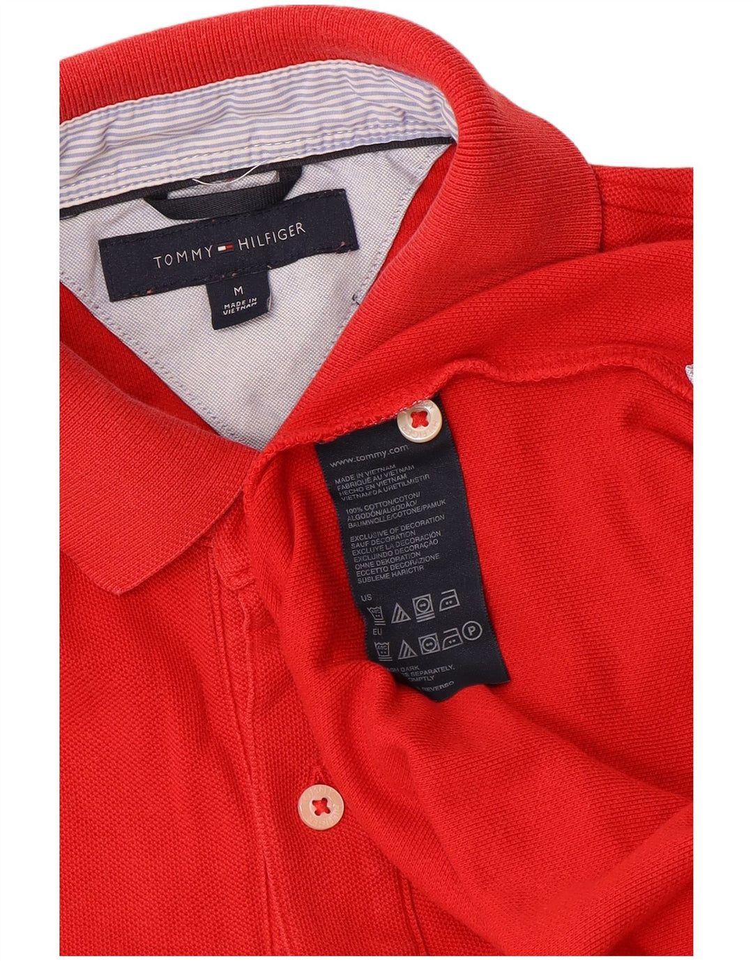 TOMMY HILFIGER Мужская рубашка-поло из хлопка среднего красного цвета