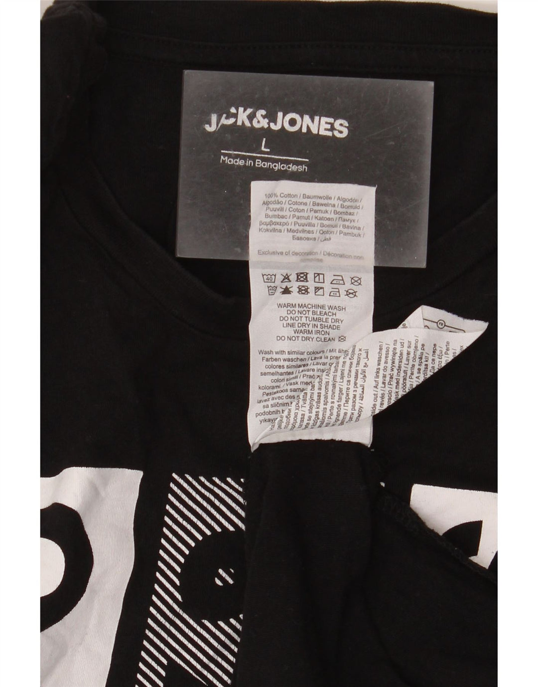 Мужская футболка с рисунком Jack & Jones, большой черный хлопок