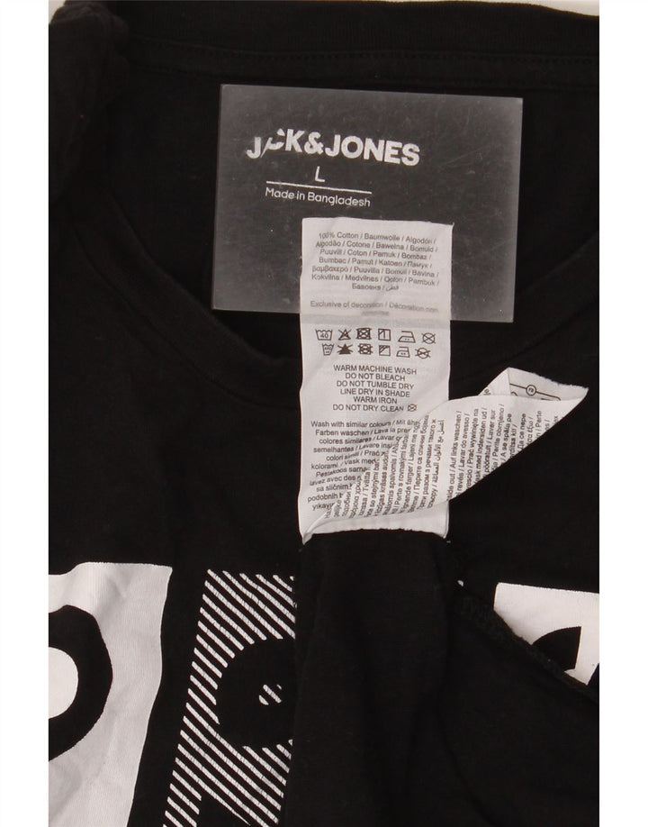 Мужская футболка с рисунком Jack & Jones, большой черный хлопок