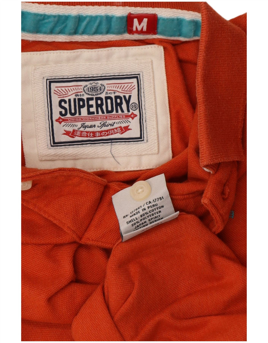SUPERDRY Мужская высокая рубашка-поло из хлопка среднего оранжевого цвета