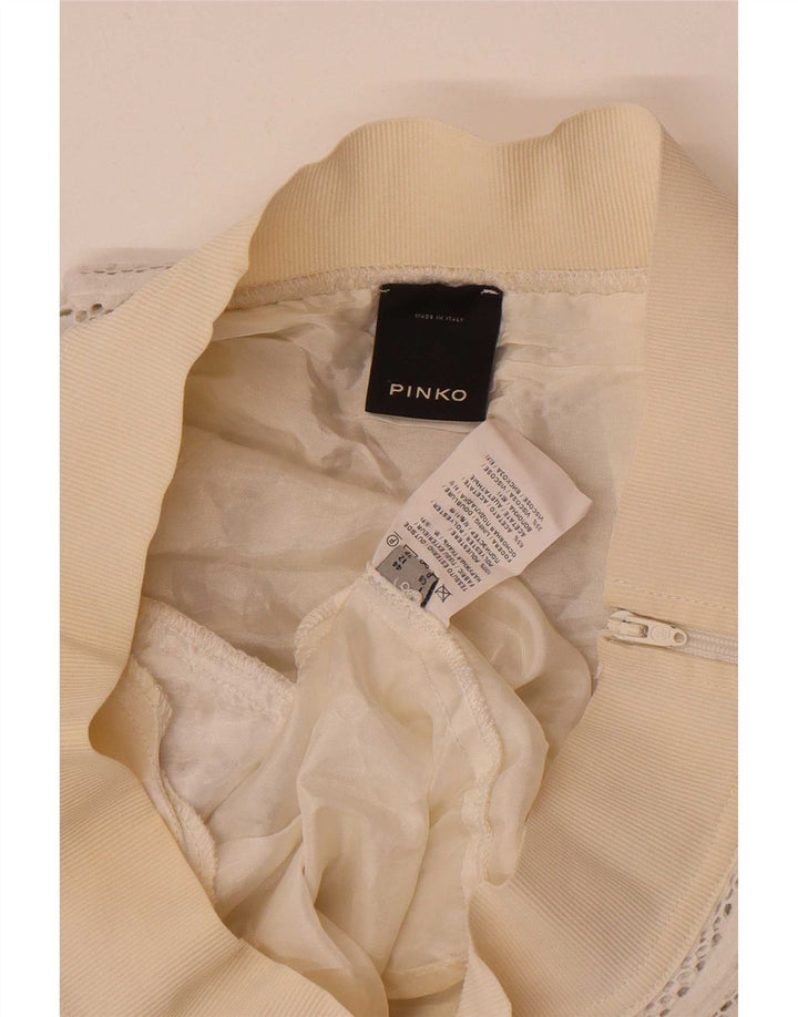 Pinko Женская юбка-трапеция UK 12 Medium W30 Белый полиэстер