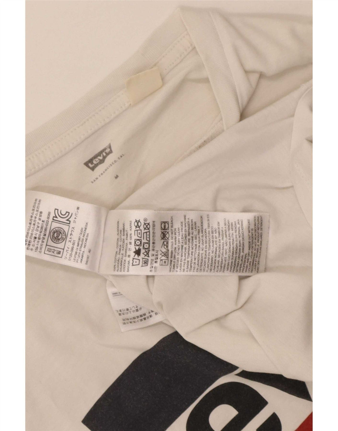 Мужская футболка с рисунком Levi's, топ среднего размера, белый хлопок, хлопок