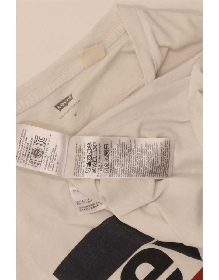 Мужская футболка с рисунком Levi's, топ среднего размера, белый хлопок, хлопок