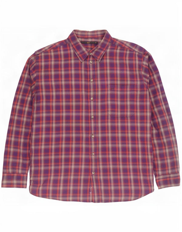 Мужская фланелевая рубашка Lee 2XL, фиолетовая клетка, хлопок