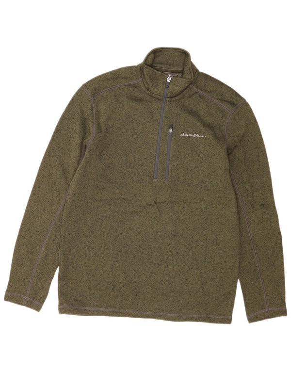 Мужской свитшот с воротником на молнии Eddie Bauer, маленький зеленый полиэстер с крапинками
