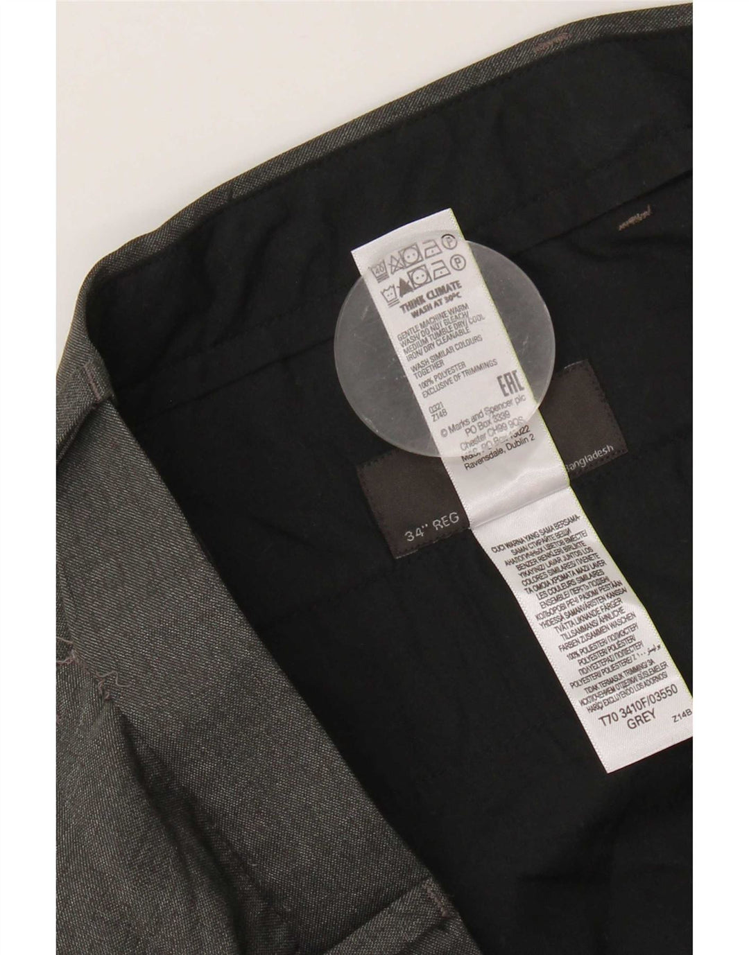 Женские прямые костюмные брюки Marks & Spencer W34 L31 серые из полиэстера