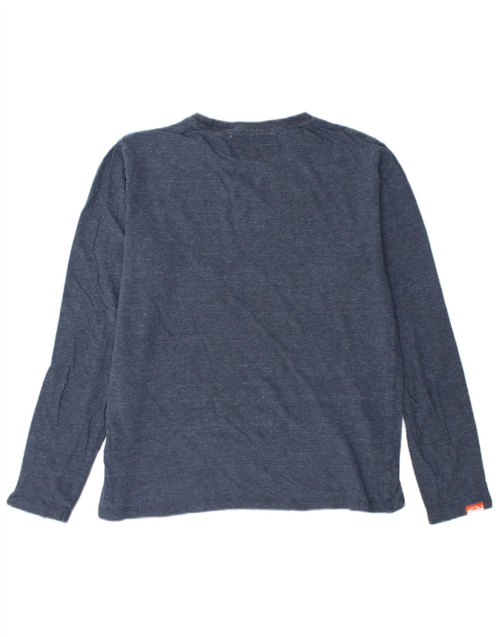 SUPERDRY Мужской топ из хлопка с длинными рукавами, маленький синий в крапинку