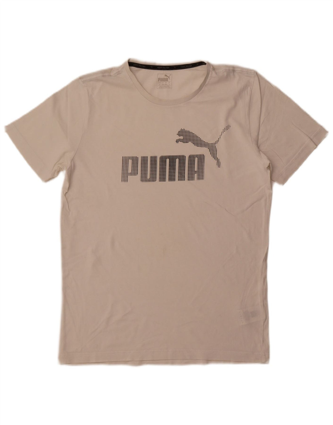 Мужская футболка с рисунком Puma, хлопковый топ среднего размера, белый цвет
