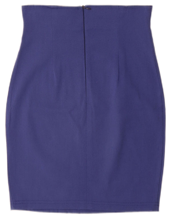 Винтажная женская юбка-карандаш с высокой талией IT 44 Medium W26 Синяя шерсть