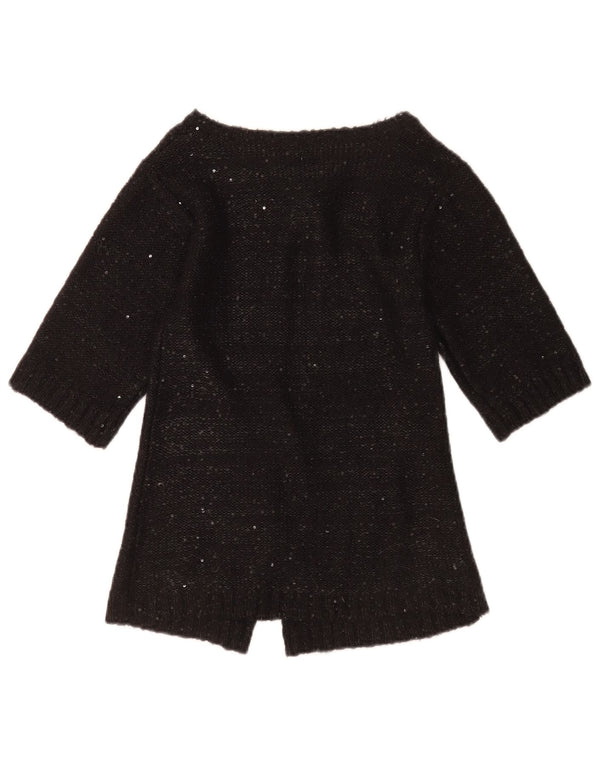 Byblos Womens 3/4 Sleeve Cardigan Sweater UK 4 XS Black Flecked