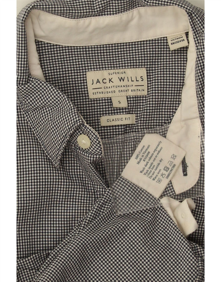 Мужская рубашка классического кроя Jack Wills, маленькая черная хлопковая клетка в мелкую клетку