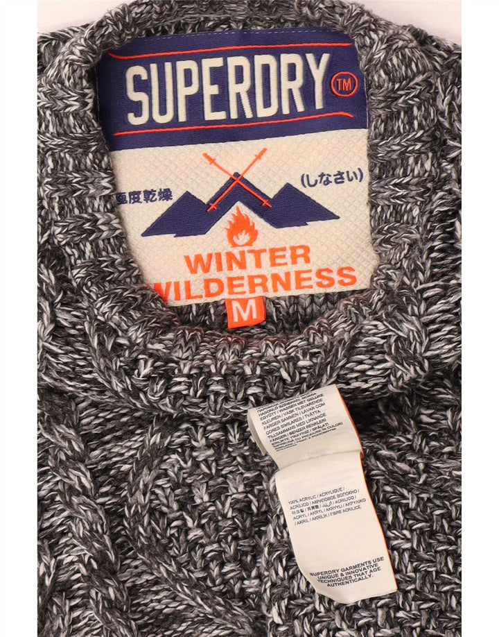 Мужской джемпер с круглым вырезом Superdry, средний серый акриловый зимний свитер в крапинку