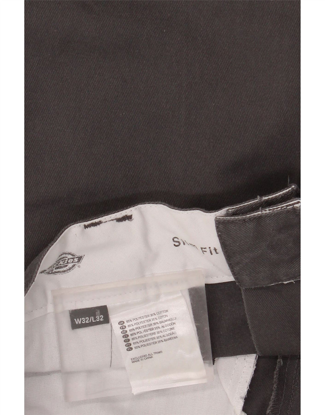 DICKIES Мужские брюки-чиносы узкого кроя W32 L32 Серый полиэстер