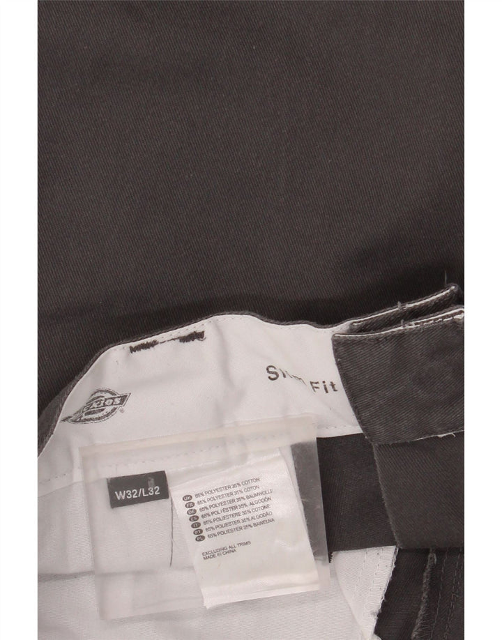 DICKIES Мужские брюки-чиносы узкого кроя W32 L32 Серый полиэстер