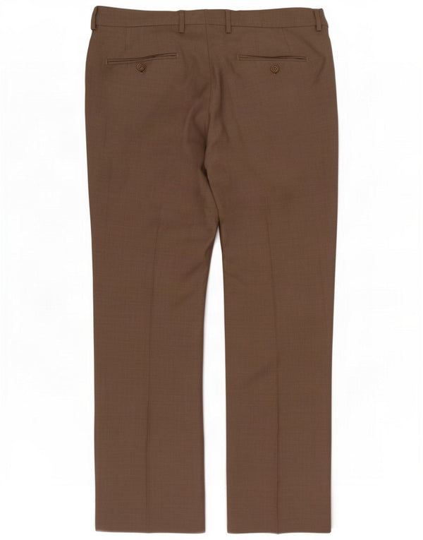 Мужские прямые костюмные брюки Massimo Dutti EU 52, большие W34 L30, коричневая шерсть