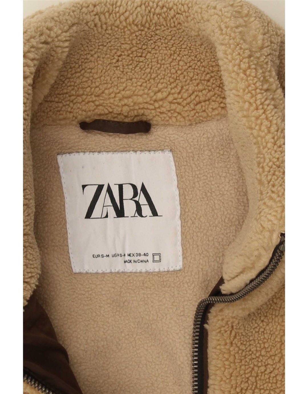 Мужская флисовая куртка Zara UK 38, средний бежевый полиэстер