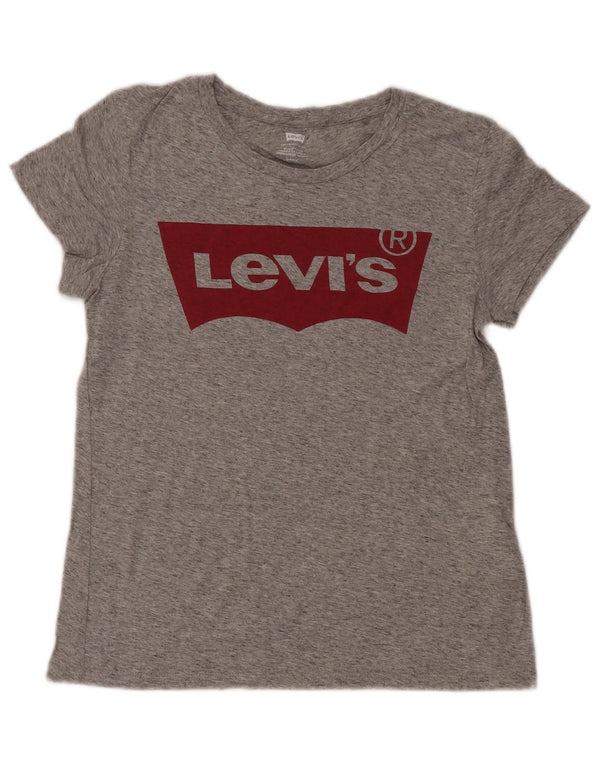 Женская футболка с рисунком Levi's Top UK 10, маленький серый хлопок с крапинками