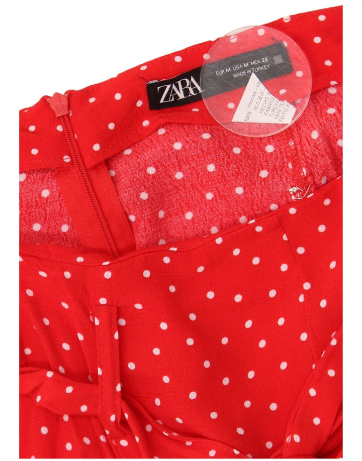 Женская мини-юбка Zara Medium W28 из вискозы красного цвета в крапинку