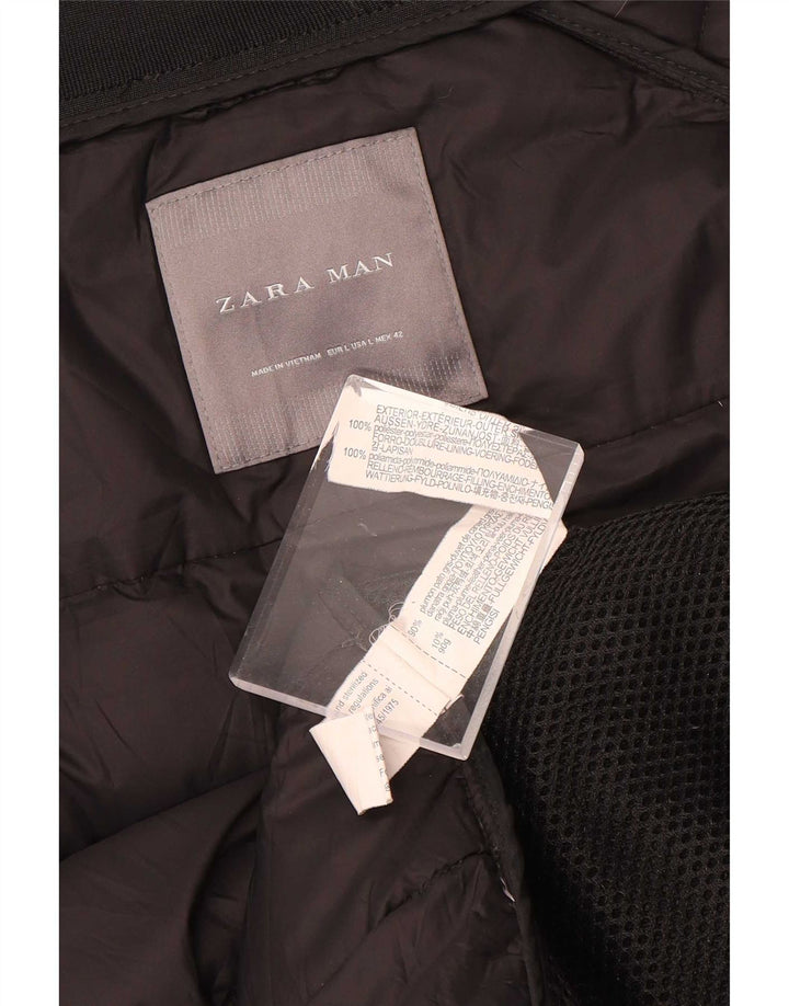 Мужская стеганая куртка Zara UK 40, большая черная полиэстер