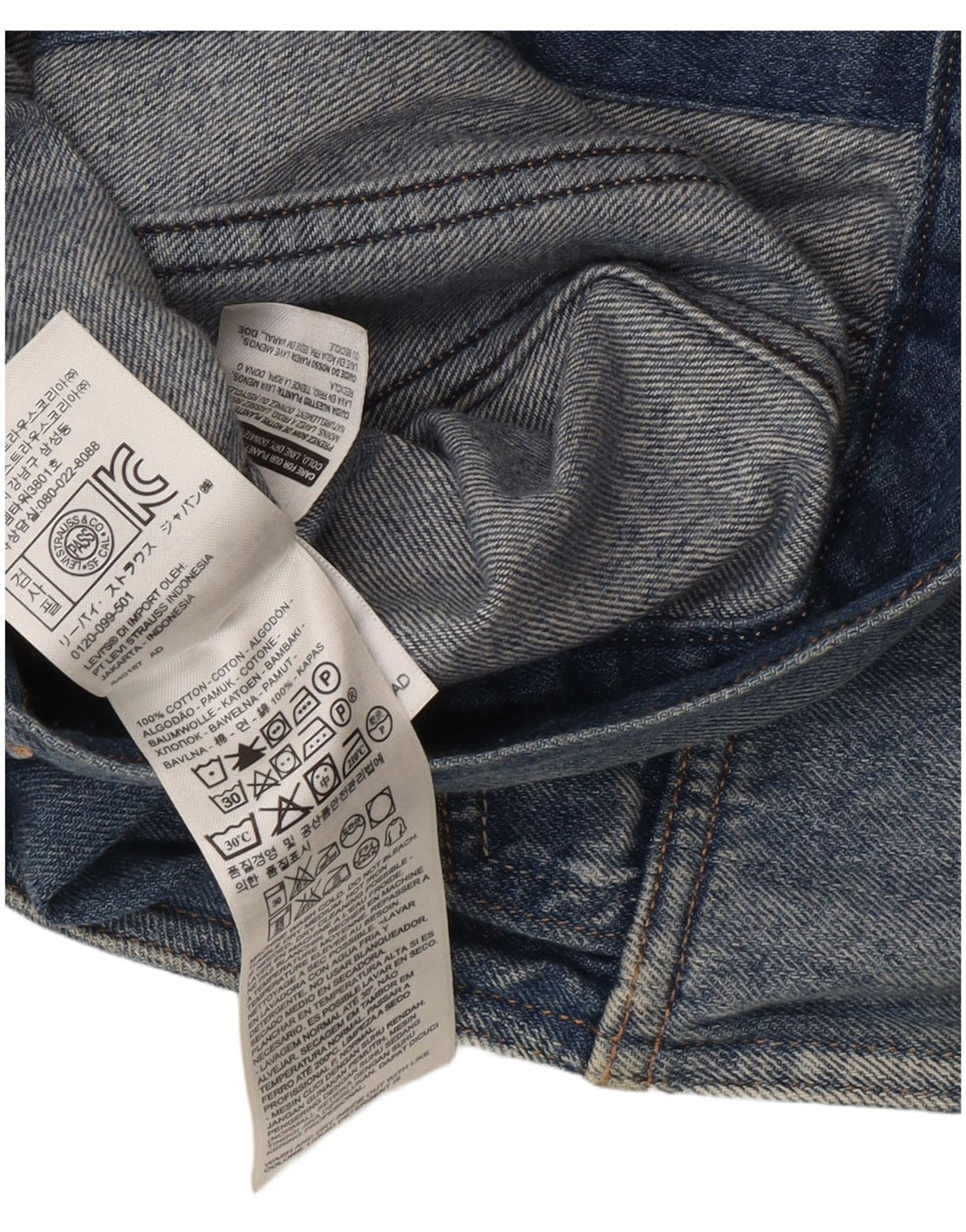 Женский укороченный джинсовый жилет Levi's UK 12, хлопок среднего синего цвета