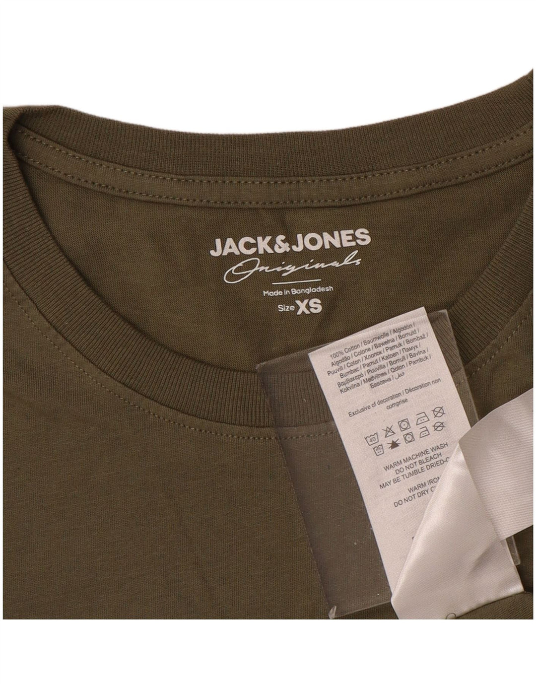 Мужская футболка JACK & JONES Top XS Хаки Хлопок