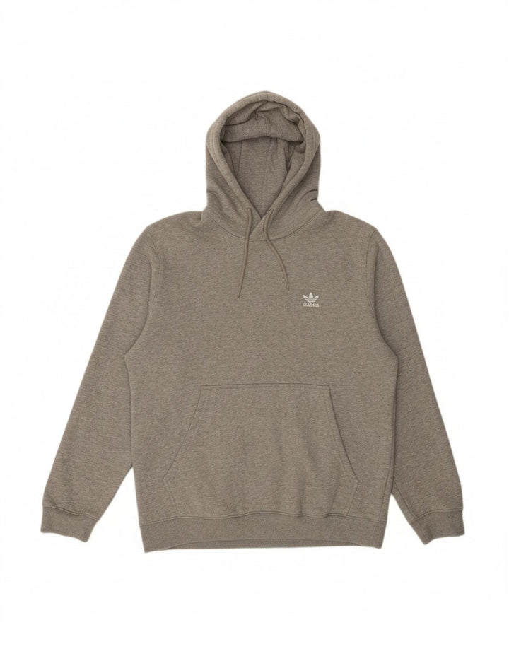 ADIDAS Mens Hoodie Jumper Large Grey Cotton