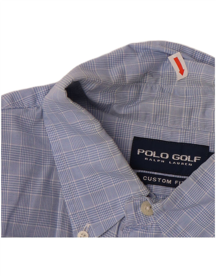 RALPH LAUREN Mens Custom Fit Shirt XL Blue Check Cotton