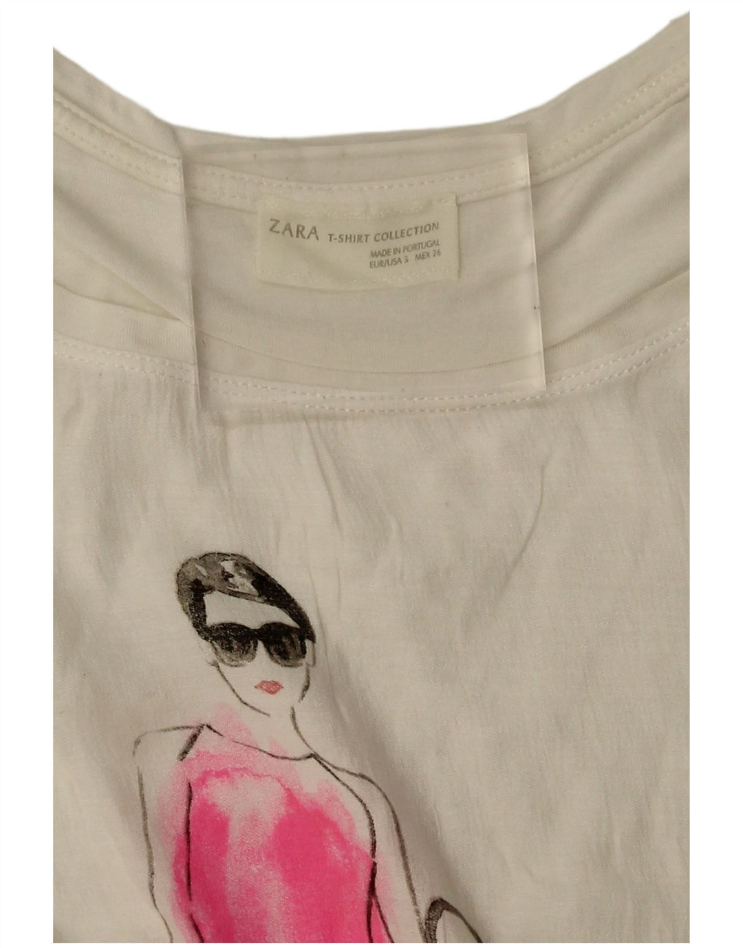 Женская футболка с рисунком Zara Top UK 10, маленькая белая