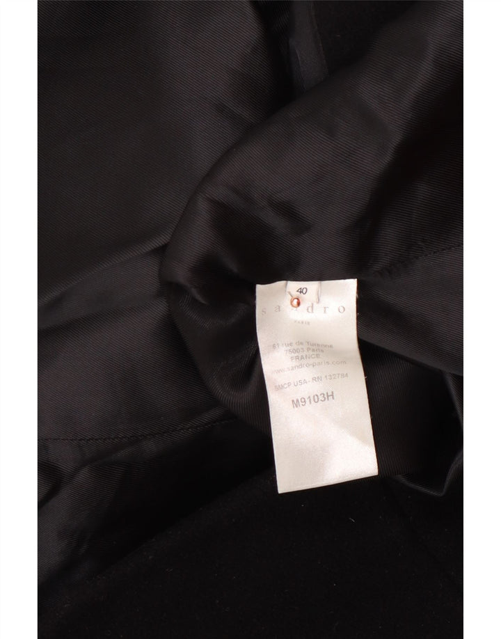 SANDRO Женское пальто с капюшоном EU 40 Среднее, черное, шерсть