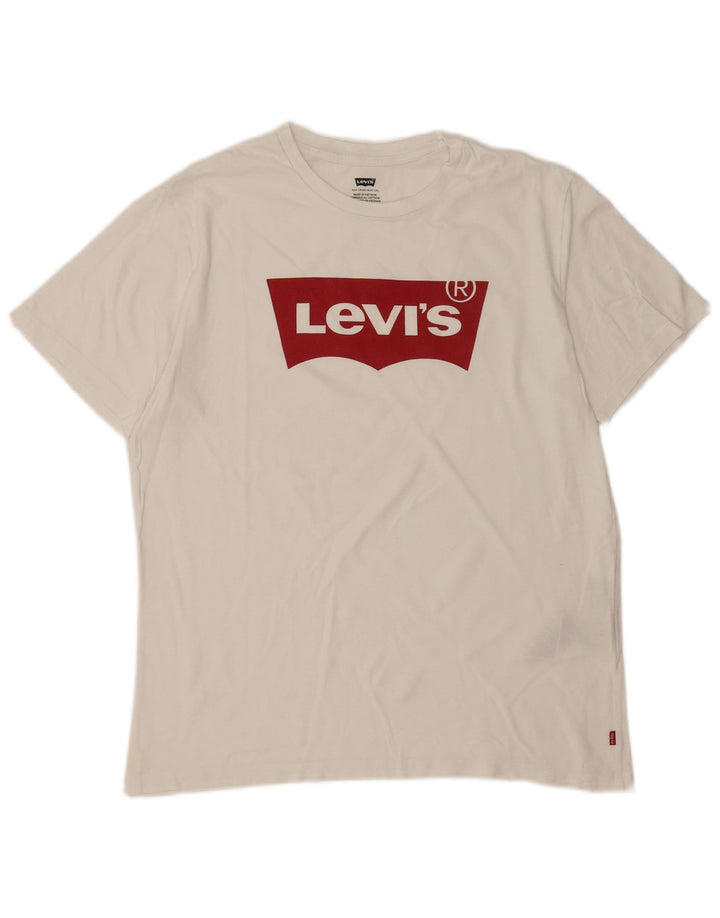 Мужская футболка с рисунком Levi's, топ среднего размера, белый хлопок, хлопок