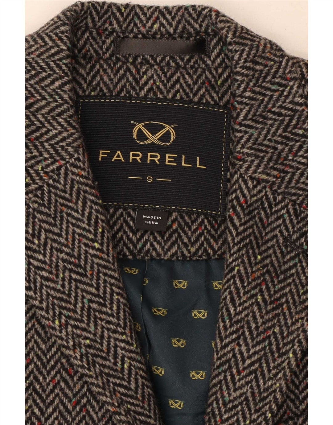 Мужской пиджак Farrell на 2 пуговицах UK 36, маленькая серая шерсть с узором «в елочку»