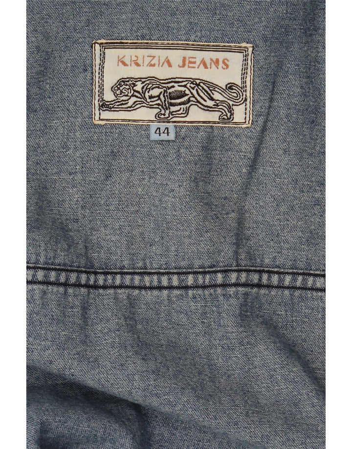 KRIZIA JEANS Женская укороченная джинсовая куртка оверсайз IT 44 Средний синий с цветочным принтом