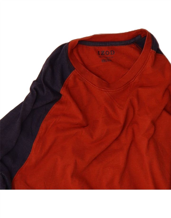IZOD Mens Top Long Sleeve 2XL Orange Colourblock Vintage Izod and Second-Hand Izod from Messina Hembry 