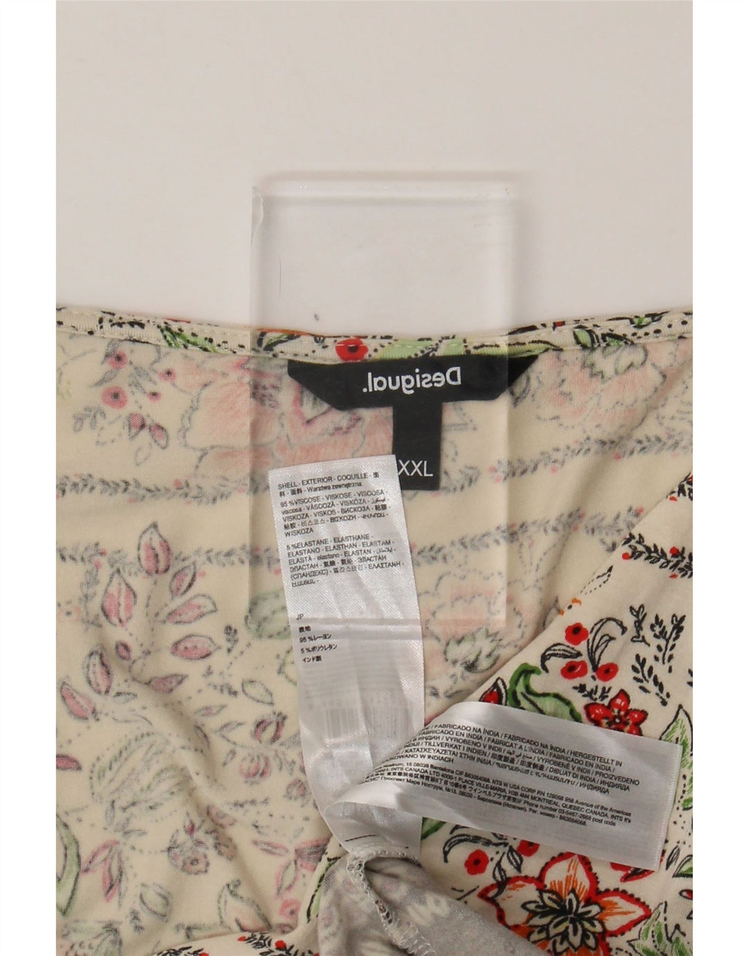 Женская блузка DESIGUAL Top UK 20 2XL Off White, вискоза с цветочным принтом