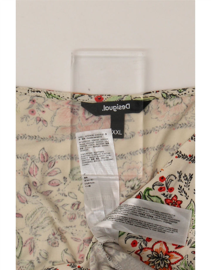 Женская блузка DESIGUAL Top UK 20 2XL Off White, вискоза с цветочным принтом