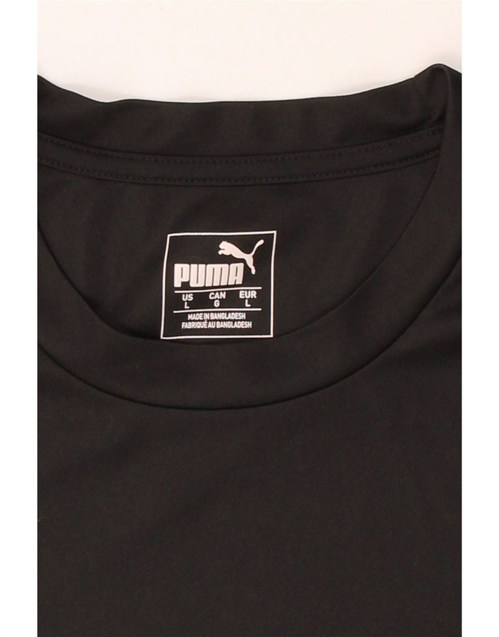 PUMA Mens T-Shirt Top Large Black Colourblock Polyester Vintage Puma and Second-Hand Puma from Messina Hembry 