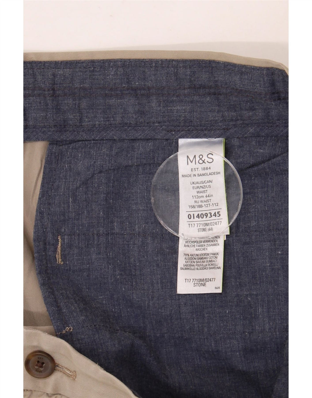 Мужские шорты чинос MARKS & SPENCER W44 2XL Бежевый хлопок