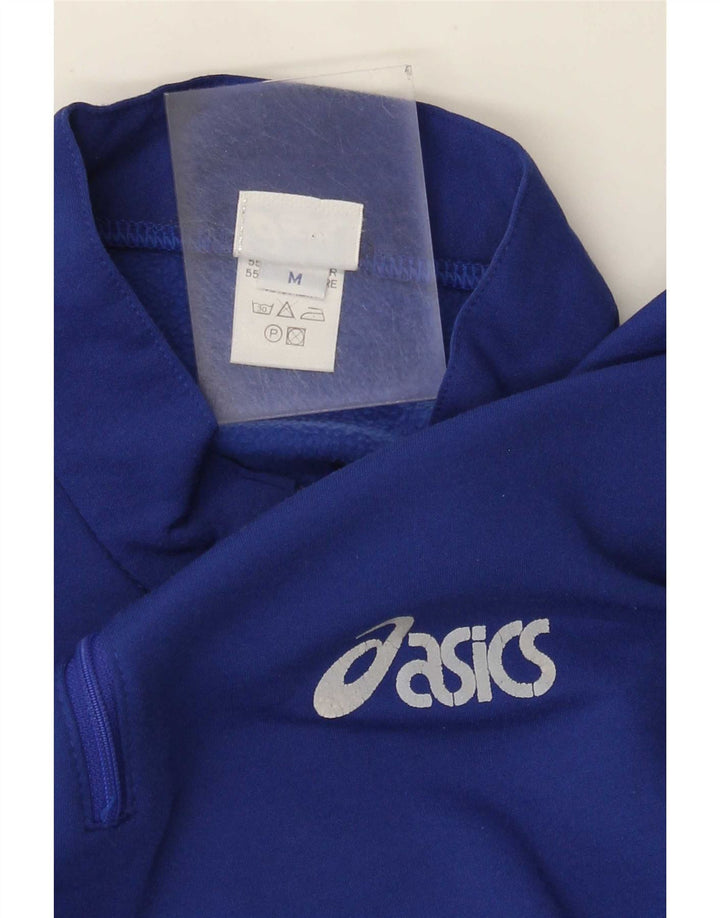 Мужской свитшот с воротником на молнии Asics, средний синий полиэстер с цветными блоками