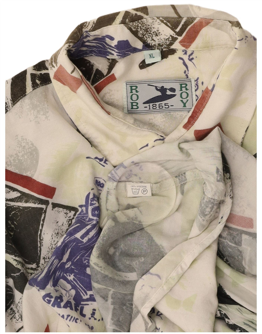 ROB ROY Мужская рубашка с коротким рукавом и рисунком, XL, разноцветная вискоза в стиле пэчворк