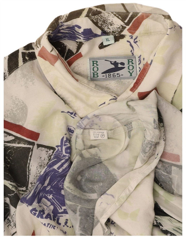 ROB ROY Мужская рубашка с коротким рукавом и рисунком, XL, разноцветная вискоза в стиле пэчворк
