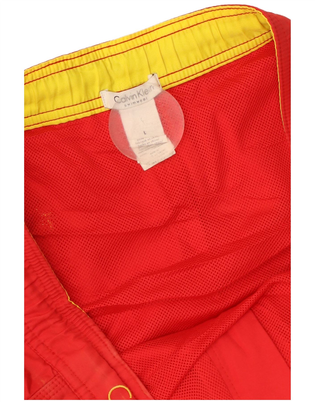 Мужские шорты для плавания с рисунком Calvin Klein, большие красные полиэстер с цветными блоками