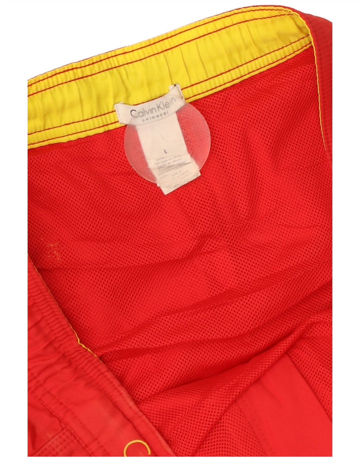Мужские шорты для плавания с рисунком Calvin Klein, большие красные полиэстер с цветными блоками
