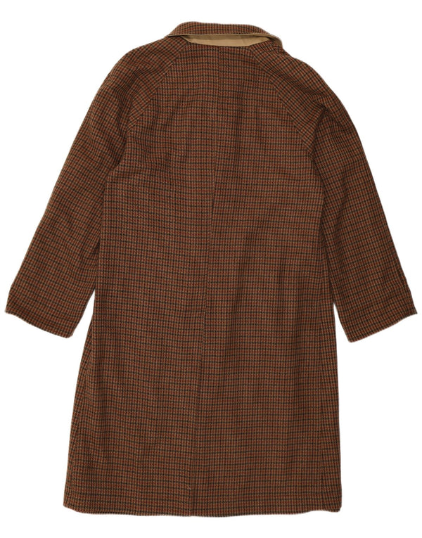 Винтажное женское двустороннее пальто EU 48 2XL коричневое шерстяное с узором «гусиные лапки»