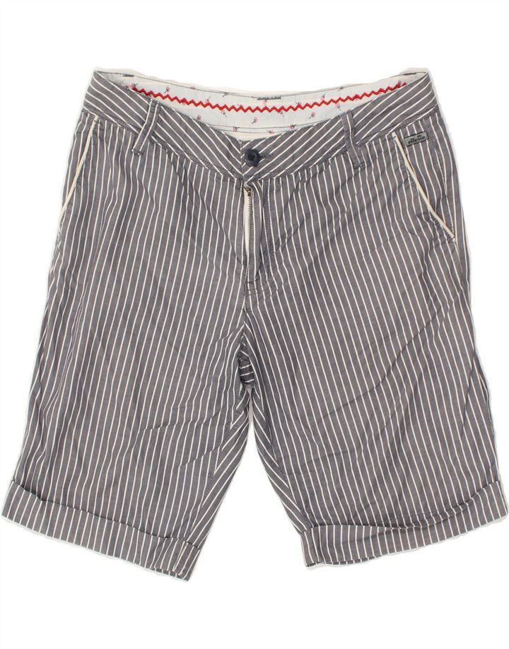 ELLESSE Womens Chino Shorts IT 42 Medium W30 Grey Pinstripe Cotton | Vintage Ellesse | Thrift | Second-Hand Ellesse | Used Clothing | Messina Hembry 